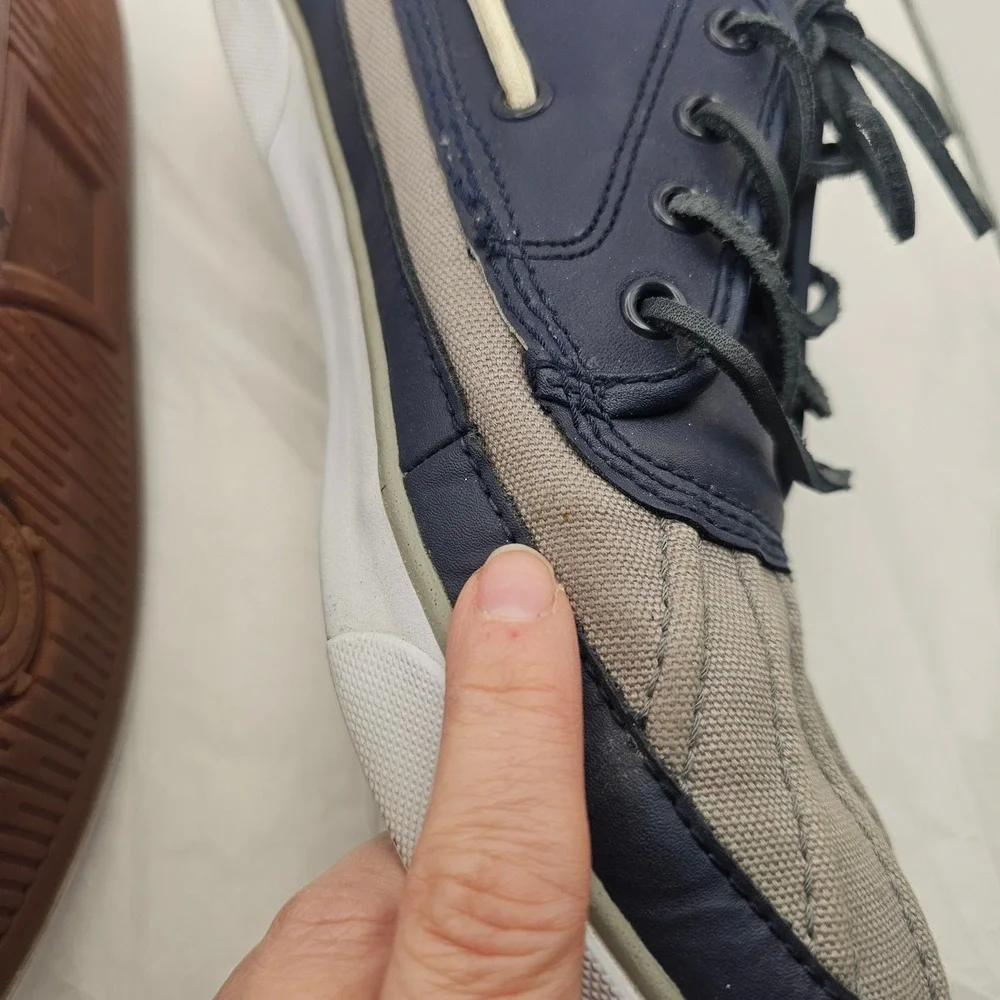 Polo Ralph Lauren Parkstone Boat Shoes 9D Navy Grey Preppy Nautical‎ Ivy Style